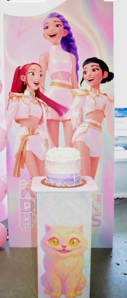 K-pop backdrop , square cake stand  decoration, birthday, girl, party , pop