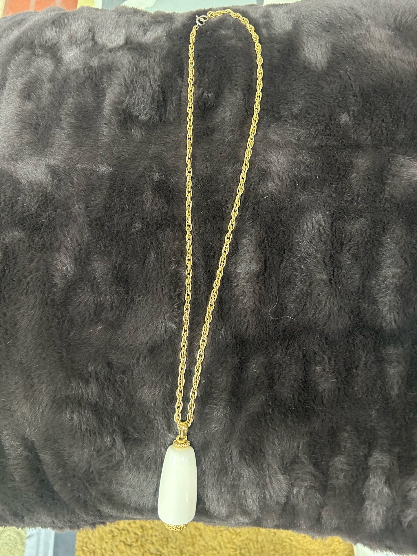 Vtg Crown TRIFARI signed Pendant Gold tone w Tassle Fringe Mcm50” statement