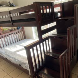 🔥 Solid Wood Twin Over Full Bunk Bed w/ Storage – $450 Great Price High Quality! Delivery Available