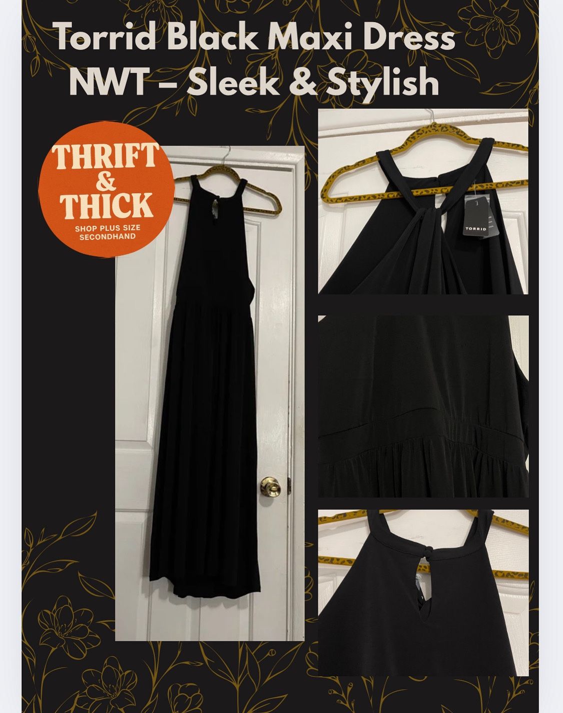 💥✨ Must Have! Thrifted NWT Tea Length Halter Top Dress 4x