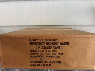 1952 U.S. Military Emergency Drinking Water Sealed Cans