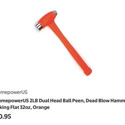 XtremepowerUS 2LB Dual Head Ball Peen, Dead Blow Hammer, Striking Flat 32oz, Orange