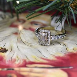 14k yellow gold and diamond engagement ring, size 7