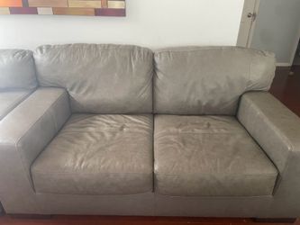 Grey leather couches