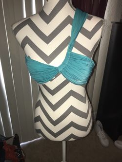 Asymmetric Teal Bikini Top