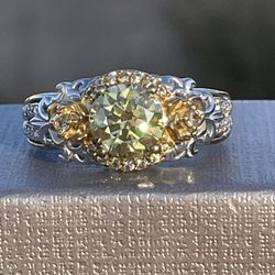Yellow and White Moissanite with Yellow Sapphire Ring