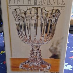 Fifth Avenue Ltd Crystal Footed Candle Holder -Hurricane- 8 1/2 Inches Tall new
