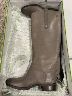 Sam Edelman Penny Grey Leather Boots Never Worn Size 6.5