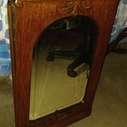 Old Antique Hanging Mirror With Storage On Top