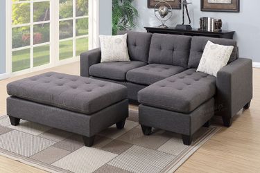 1 left!! Grey compact sectional with oversized ottoman