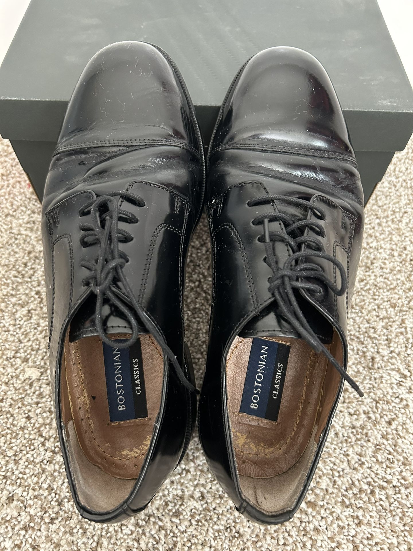 Bostonian Classic Black Leather Oxfords, Size 8.5 W