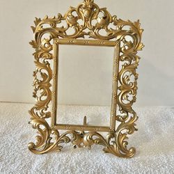 Antique Gold Finish Rococo Easel Style Dresser / Table-Top Portrait or Mirror Frame/Marked