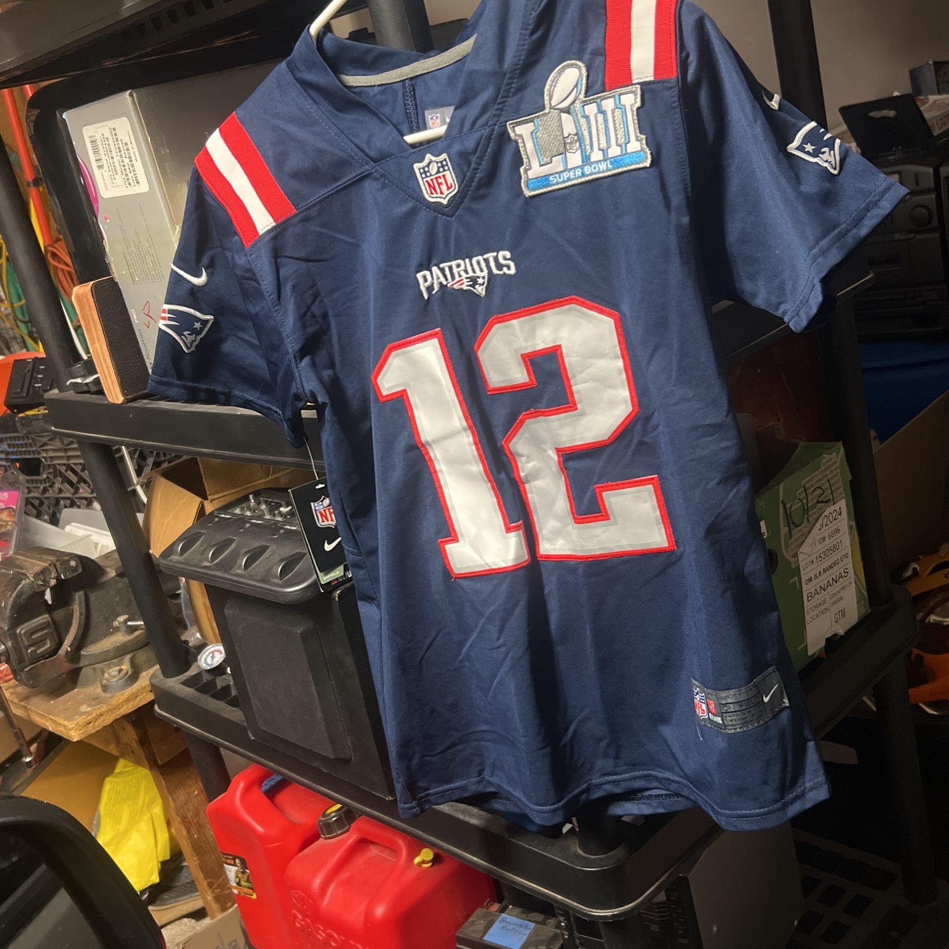 NIKE ON FIELD JERSEY - NFL #12 TOM BRADY NEW ENGLAND PATRIOTS - Youth Sz Medium