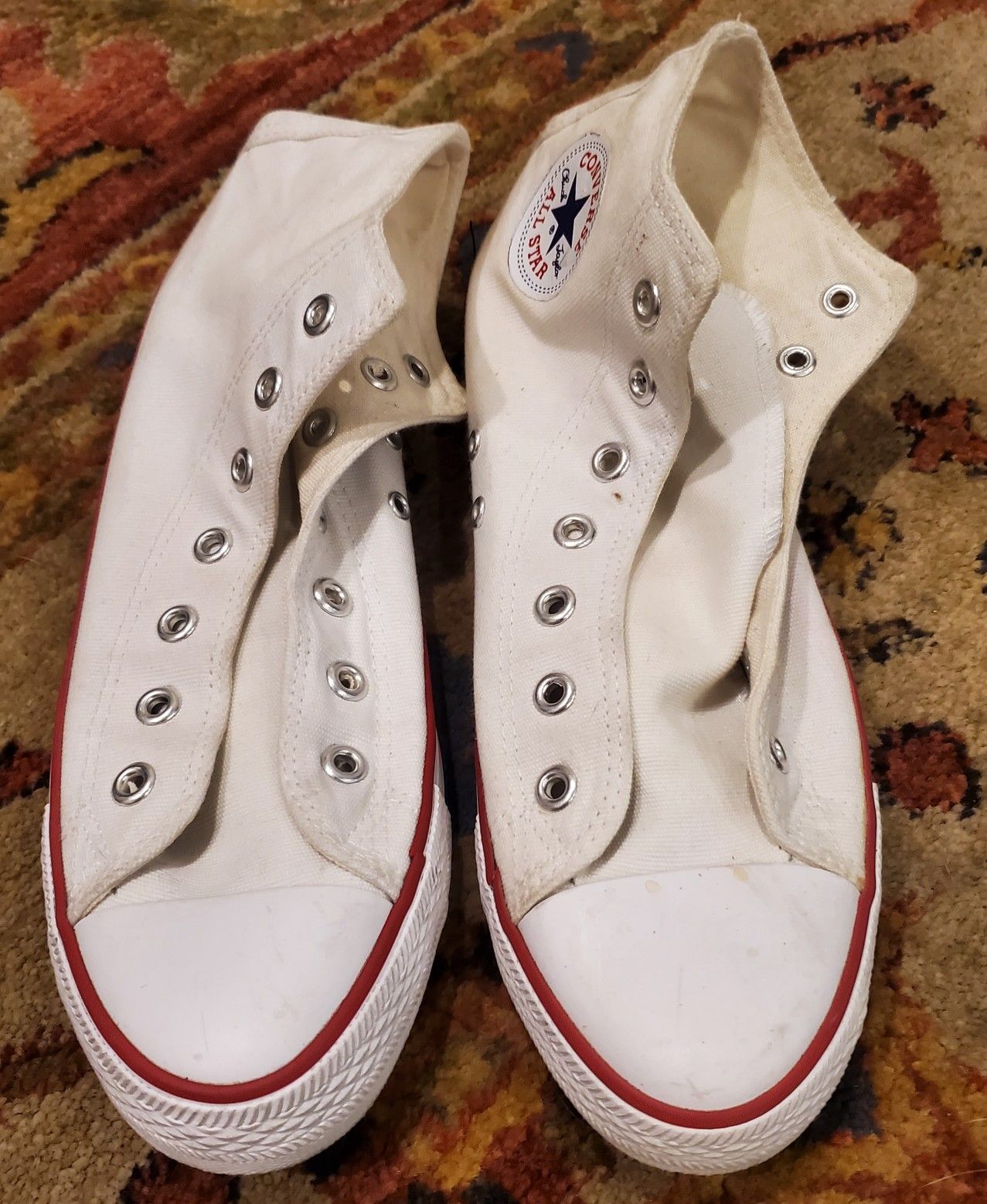 Converse White Hi Top ladies Sz 9/Mens 7.5 No Laces