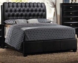 Black Leather Queen Bed Frame with Mattress!! Brand New Free Delivery