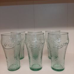 VINTAGE Green Tinted Coca-Cola Glasses