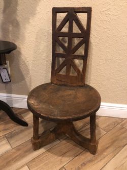 Antique Ethiopian Hand-Carved Jimma / Oromo Tribal Chair - Monoxylous Sculptural Wood Throne