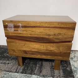 End Table Wooden Night with Storage Drawers