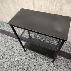 3 Tier End Table, Vintage Storage Rack with Shelves, Charcoal Grey Side Table with Rectangle Shelf

