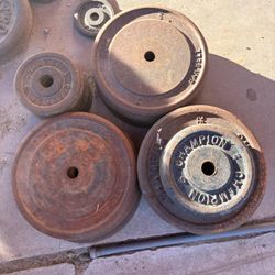 Vintage York And Champion Weightlifting Plates