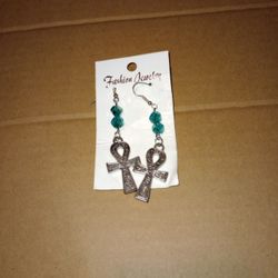 Anhk Earrings With Glass Beads