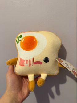 🍳 Kawaii Sad Toast Plush with Egg & Bacon — Funny Food Stuffed Toy