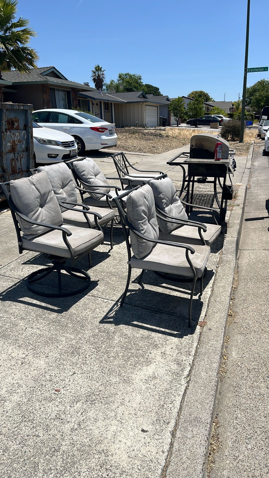 Backyard furniture, and propane barbecue grill