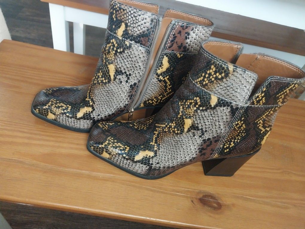 Franco Sarto Leather Snake Skin Boots