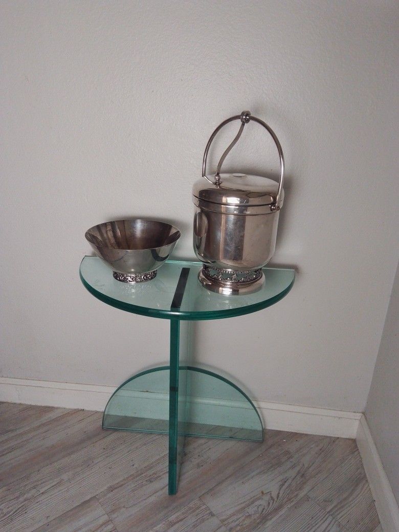 Silver Ice Bucket And Bowl 