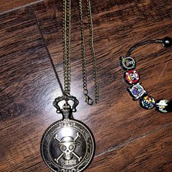 One Piece Pocket Watch & Wrist Bracelet