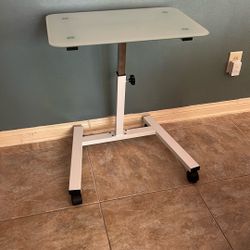 Airlift Mobile Height Adjustable Laptop Stand Computer Workstation for Sitting Ergonomic Desk Cart Table w/Wheels, Tempered Glass (24
