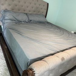 King Size Bed With Long Dresser With Mirror, Tall Dresser 