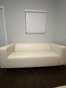 White Leather 3-Seat Sofa