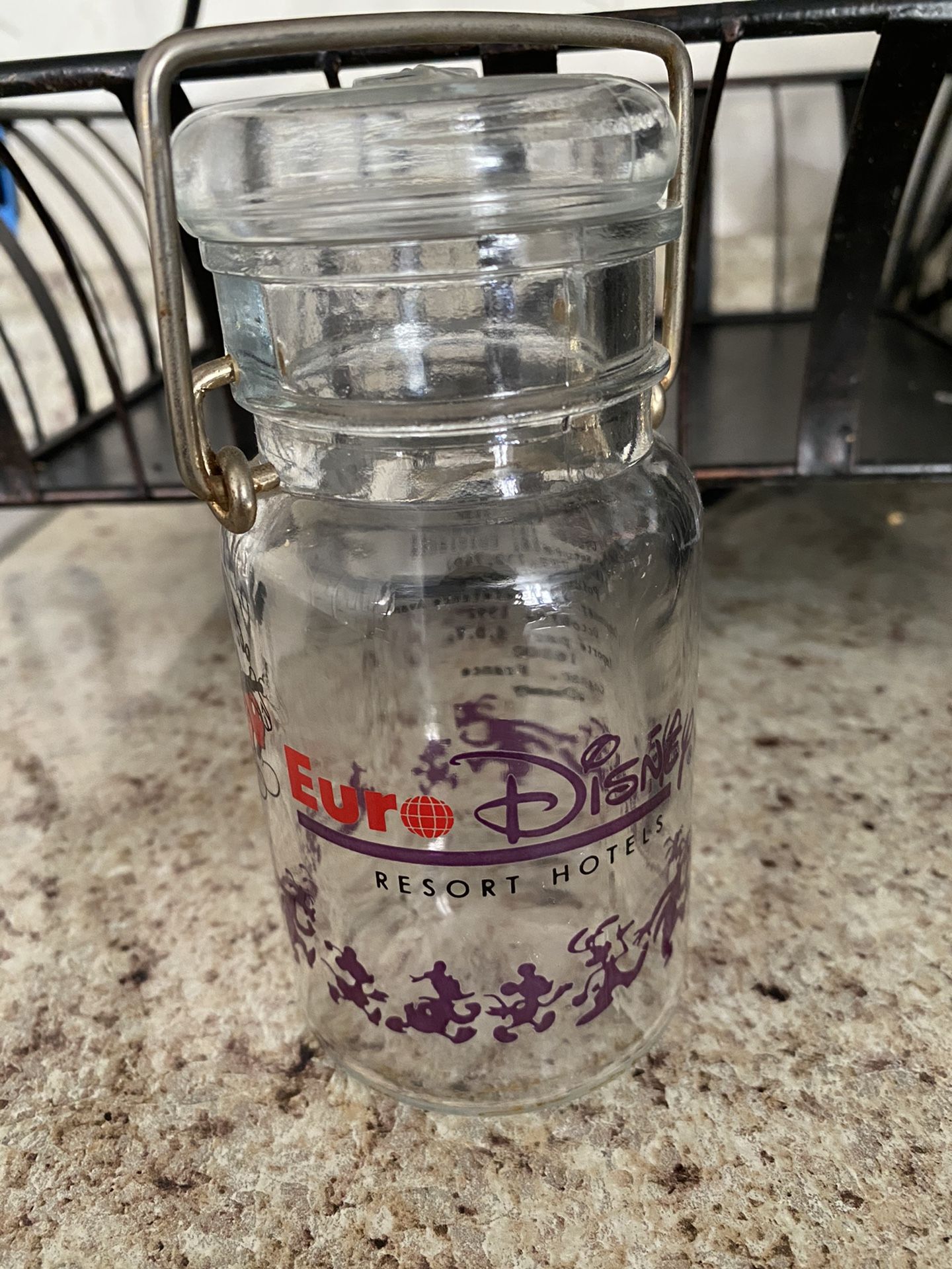 1992 Disney France jelly beans jar vintage Europe Disney 5”