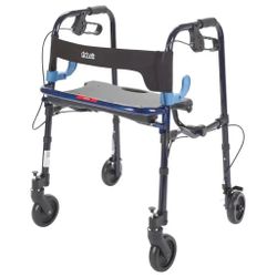 Drive Medical Clever Lite Rollator, Rolling Walker, Adult, 8" Wheels, Flame Blue