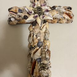 Cross made out of Snail Shells 16 Inches by 11 Inches 