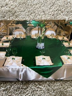 14 Green satin tablecloths 57in x57in !!!