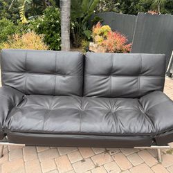 Black Leather Couch & Bed