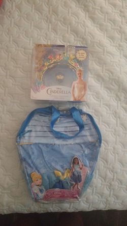 New girls Cinderella costume dress and tiara crown toy dress-up halloween gift
