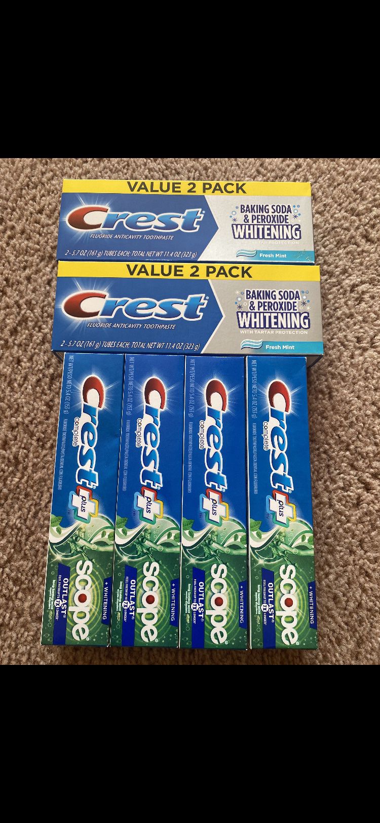 CREST TOOTHPASTE 6-COUNT NEW $9