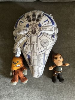Star Wars Millennium Falcon Pillow + Chewbacca & Han Solo Plush Set