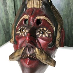Unique Wood Carved Mask H9x8”