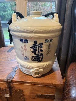 Vintage Japanese Saki Jar With Handle