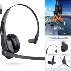 Wireless Headset with Microphone, Mute Button, Noise Cancelling Mic ( With USB Adapter )