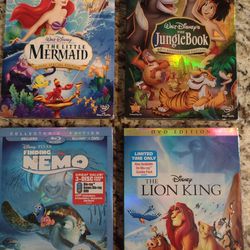 Disney DVDS Finding Nemo 
The Lion King 
The Jungle Book 
The Little Mermaid 