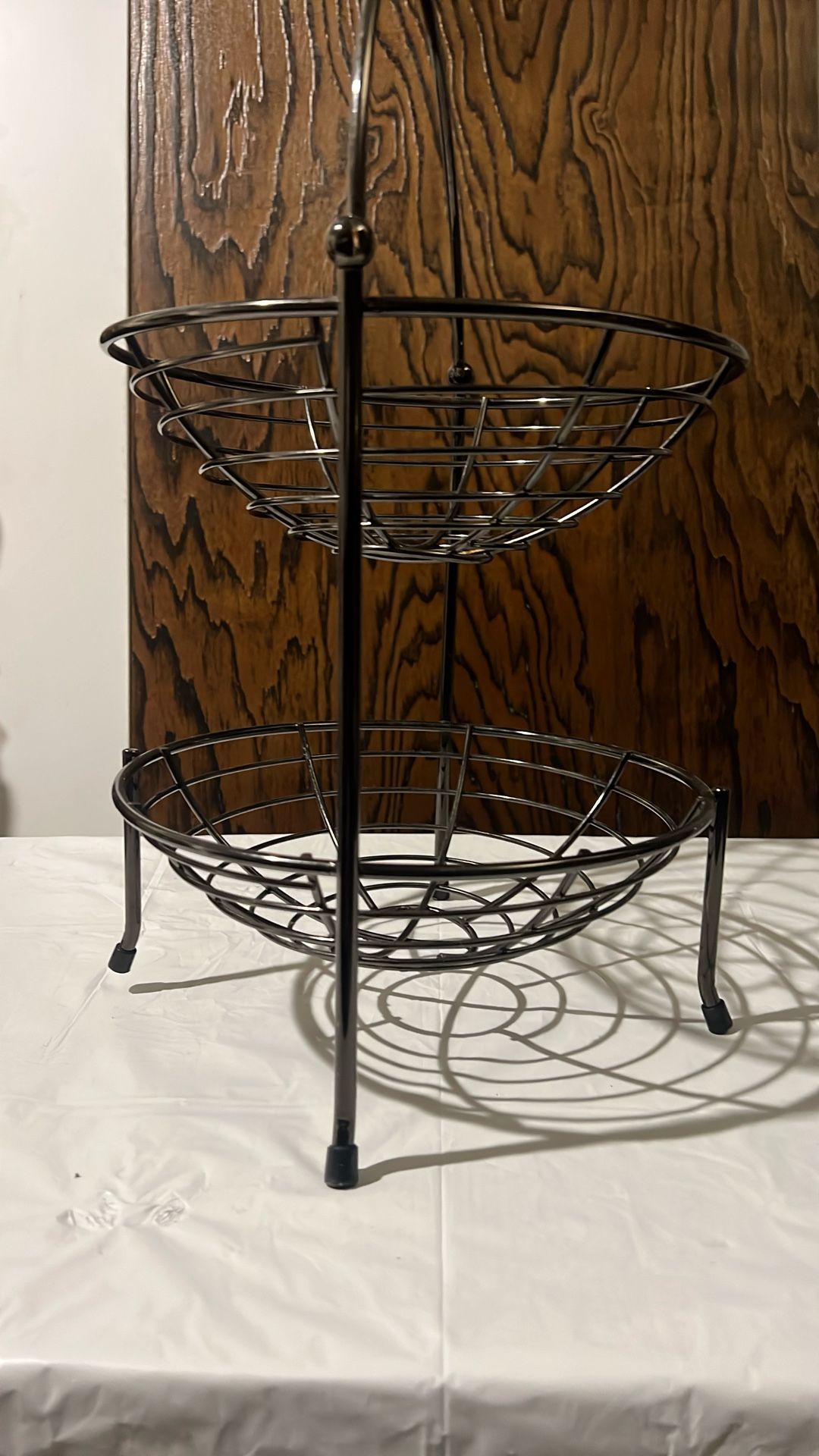 Iron Art Fruit Storage Basket 2 Layers Storage Baskets for Snacks Decorative Basket for Kitchen