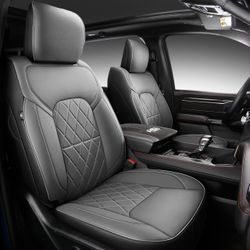 Gray Leather Car Seat Covers Set