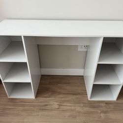 White Desk and Cream Chair Set 