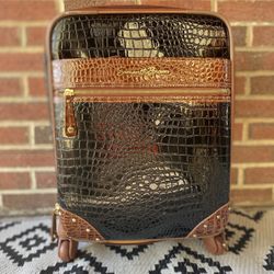 Samantha Brown Croc-Embossed Rolling Carry-On & Shoulder Bag Set – Elegant Travel Luggage