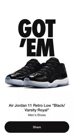 Jordan 11 Retro Low Black And Royal Varsity (Space Jam) 2024 - Size 18